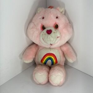 Vintage Original Care Bear Cheer Bear 80s Plush 13" Kenner 1983 Pink Rainbow